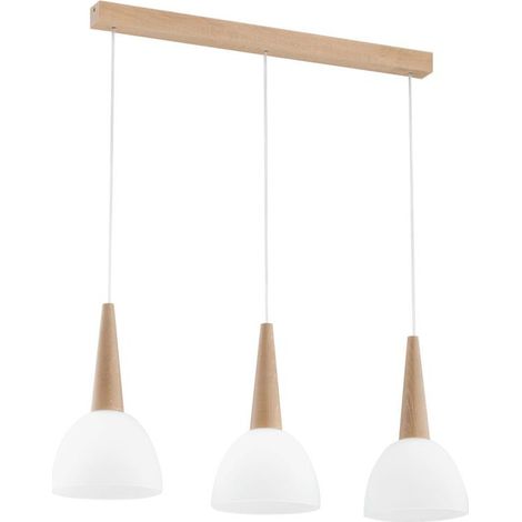 Suspension triple BERA Alfa bois clair, 3xE27 blanc (1/2)