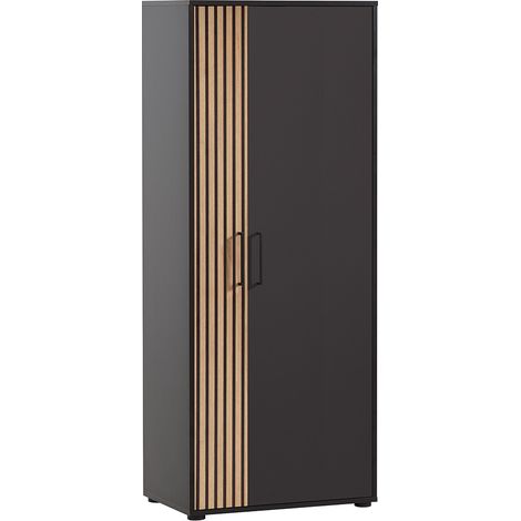 Büroschrank in schwarz, Akustikpaneel-Optik, HUNTSVILLE-80 (1/5)