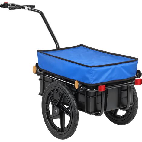 Remorque vélo 40 kg, housse en toile Oxford avec réflecteurs et cadre en acier, 144 x 59 x 80 cm, bleue (1/5)