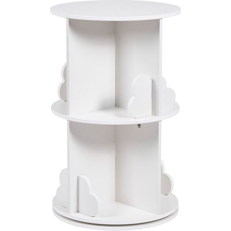 Bibliothèque en MDF à 2 Étages Pivotante Motif Nuage Meuble Chambre Enfants Blanche Penola (1/5)