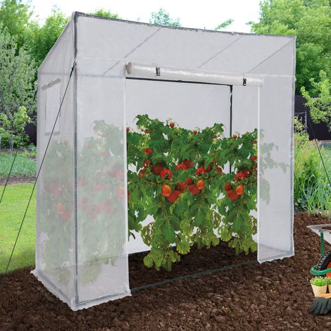 Invernadero de jardín blanco para todo tipo de clima con ventana y puerta con cremallera (1/5)