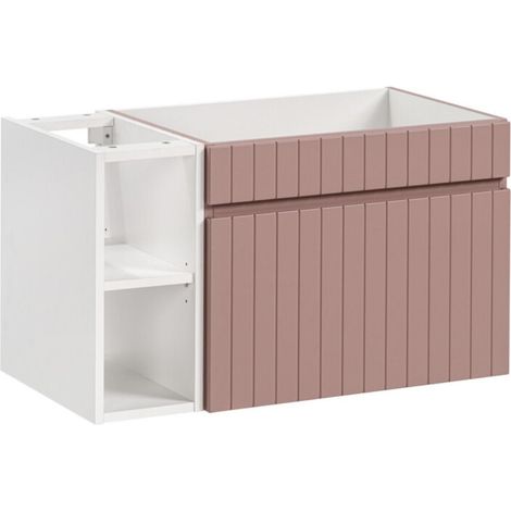 Set da bagno ICON: mobile sottolavabo 80cm rosa cipria con nicchie visibili bianche