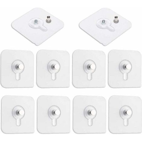 Lot de 10 Accroche Tableau Sans Percer, Transparent Languette Crochets Adhésives pour Cadres Photo Mural, Miroir et Affiches (1/4)