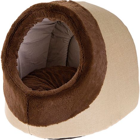 Ferplast IMPERIAL Casetta per gatti con cuscino double-face. 3 misure. Variante IMPERIAL 40 - Misure: 40 x 43 x h 40 cm - Beige (1/2)