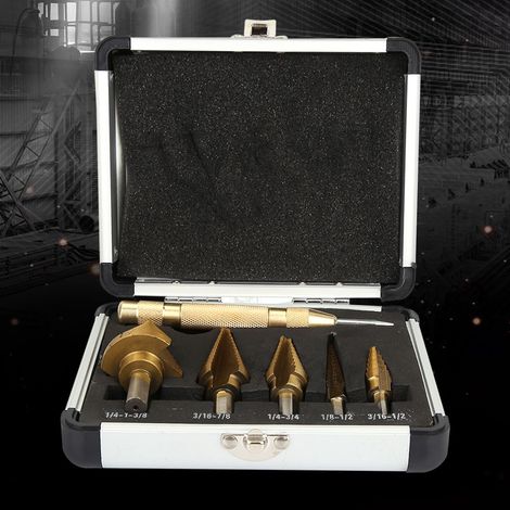 6-teiliges HSS-Titan-Stufenbohrer-Set (1 Packung) mit Zentrierkegelbohrer (1/5)