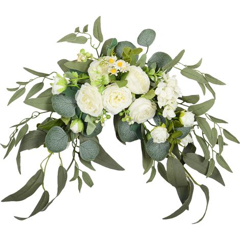 Hochzeitsbogen mit künstlichen Pfingstrosenblüten, stabiler Bogen für Heim- und Partydekoration, 45 cm (1/3)