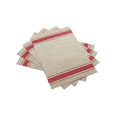 Tischsets, PVC-Tischsets, gewebte Vinyl-Tischsets, 6er-Set (Rot)