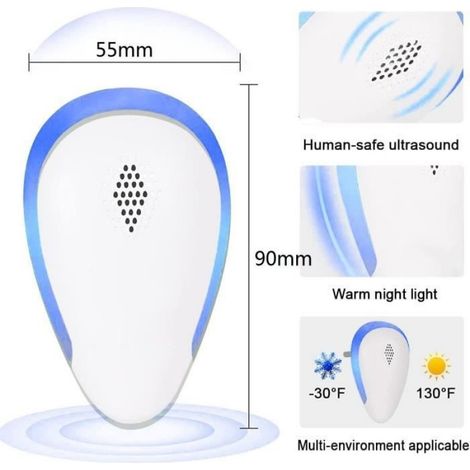 Lot De 6 Ultrason Souris et Rats, Repulsif Souris, Anti Moustique, Répulsif Électronique Intérieur pour Insectes,Fourmis,Araignées (1/4)