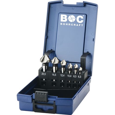 Juego de avellanadores DIN 335 C HSS, caja ABS KS6-K // 6,3 - 20,5 / 6-uds.  Bohrcraft 17001330006 (1/2)