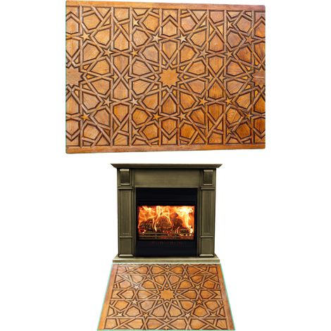 CHIMENEA DE CRISTAL TEMPLADO. DIMENSIONES DE LA BASE: 60x52cm. MOSAICO GRÁFICO. (1/5)