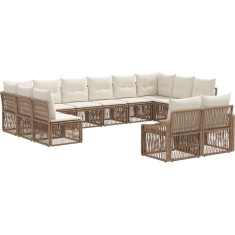 Gartensofa-set 12 pcs Beige Poly-Rattan vidaXL