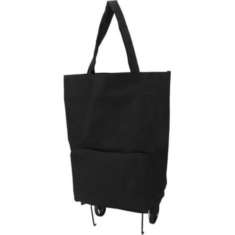 (Noir)Caddie pliable - Qqmora - Chariot de courses - Sac de rangement en toile - Noir - Mixte (1/4)
