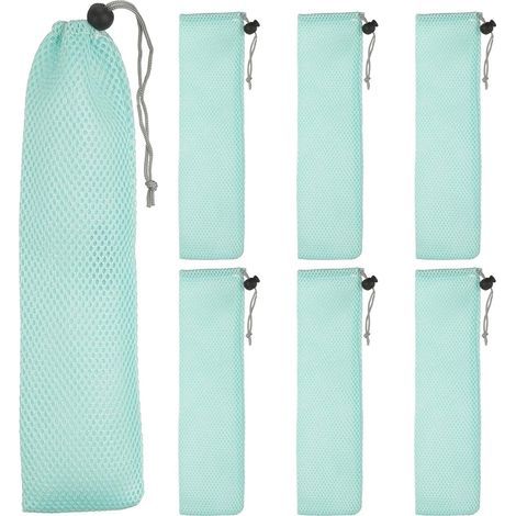 Set mit 6 Strohhalm-Tragetaschen, tragbare Hüllen für Besteck, Essstäbchen, Utensilienbeutel für Zuhause, Reisen, Aufbewahrung im Freien, Gabel, Löffel (1/5)