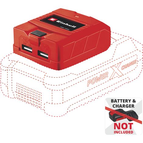 Einhell USB-Akku-Adapter TC-CP 18 Li USB-Solo Power X-Change (für 18 V PXC Akkus, mobiles Laden von Smartphone, Tablet und Co., 2 USB Anschlüsse, Lieferung ohne Akku)