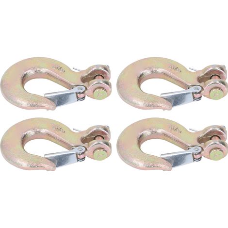 Lot de 4 crochets à décrochage à chape 1.95t G70 acier forgé robuste avec loquet sécurité pour remorquage (1/5)
