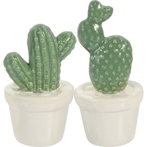 Lot de 2 Figurines Cactus Décoratifs en Résine Décoration de Bureau et Centres de Table Ornement de Cactus Compact et Résistant pour Intérieur et Extérieur (1/5)