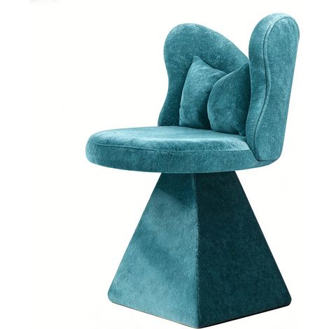 Silla giratoria tapizada con respaldo de mariposa en chenilla azul 52x52x78 cm HOMVRA (1/5)
