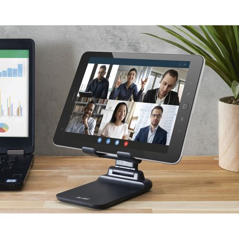 Support Téléphone Tablette - BE MIX - Pliable - Antidérapant - Noir (1/5)