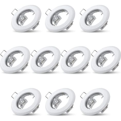 Kaelt - 10x Spots lumineux encastrable plafond lampe fixe blanc supports pour spots encastrables acier inoxydable luminaire cuisine salon salle de bain,Trou encastré Ø55mm (1/5)