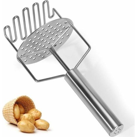 Machacador de patatas manual, machacador de patatas de acero inoxidable, machacador de patatas de cocina, prensa de patatas profesional, triturador de patatas para verduras y frutas. (1/3)