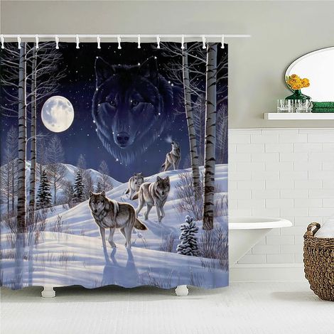 Rideau de douche amusant avec crochets, imperméable, motif chat et chien 3D, 180 x 240 cm, personnalisable et créatif.
