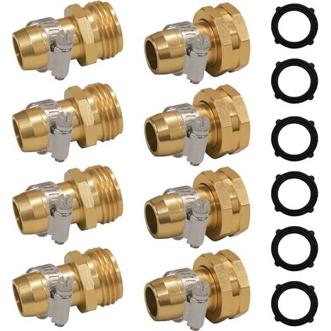 Connecteurs de service de tuyau d'arrosage avec clips pour raccords de tuyau d'arrosage 3/4" ou 5/8", lot de 4