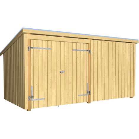 Plus Gartenhaus Nordic Multi 416 x 208 cm natur mit Doppeltür, Dachpappe (1/2)