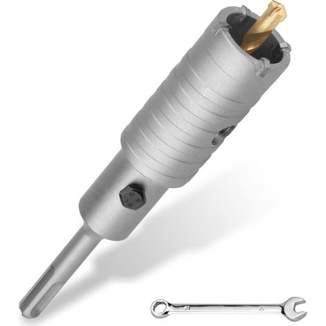 Kit de forage SDS Plus de 38 mm, filetage M22 SDS plus adaptateur 120 mm et foret de centrage 8x110 mm, fraise murale pour maçonnerie, pierres naturelles, grès, béton, marbre (38 mm) (1/5)