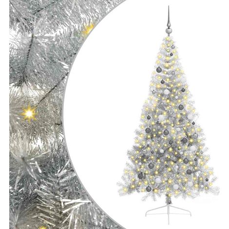 Artificial Pre-lit Christmas Tree Silver 210 cm PET vidaXL (1/5)