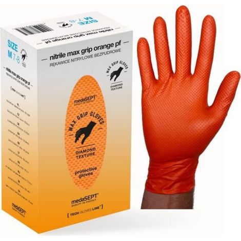 Gants en nitrile renforcé MAX grip orange TAILLE L