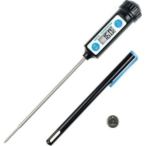 Termómetro de cocina digital Anpro con sonda larga y pantalla LCD para alimentos, carne, aceite, leche, vino, barbacoa y agua caliente - Negro (1/4)