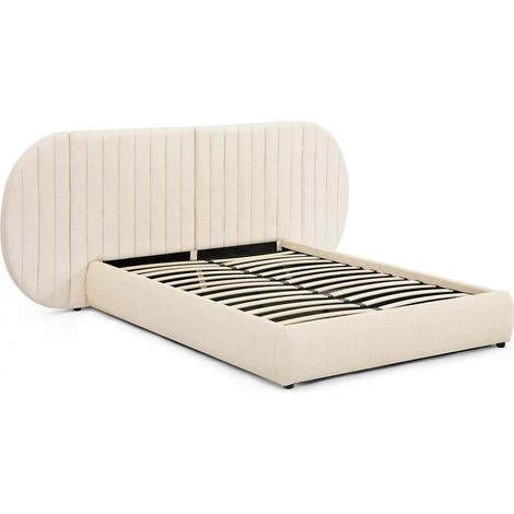 Lit Coffre Tête de Lit Modulable "Comfy" 140x200cm Beige (1/5)