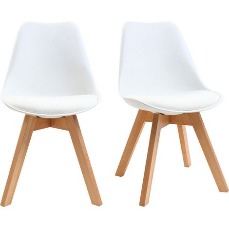 Sillas blancas con patas madera clara (lote de 2) PAULINE