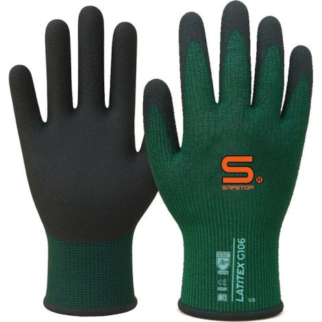 Guante soporte Spandex verde, Látex microrrugoso, dorso aireado LATITEX (12 pares) 10