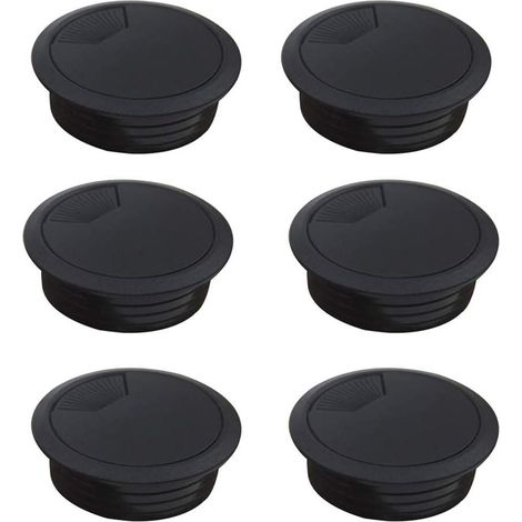 Pasacables negros para cables de 50 mm, pasacables de plástico para ordenadores de sobremesa, organizadores de cables para la gestión de cables (paquete de (1/5)