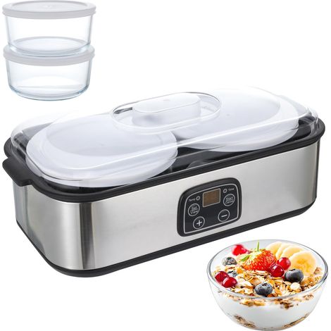 Yaourtière automatique 2L - Température réglable et minuteur, yaourtière électrique avec affichage LED et 2 pots en verre pour yaourts maison (1/5)