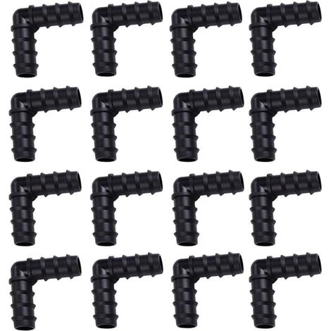 Connecteur D'irrigation Goutte à Goutte, 100Pcs Connecteur Coude Arrosage, Raccord Goutte a Goutte 16mm, 90 Angle Connecteur Tuyau Plastique pour Plante de Serre pour Jardin, Serre, Potager et Pelouse (1/5)