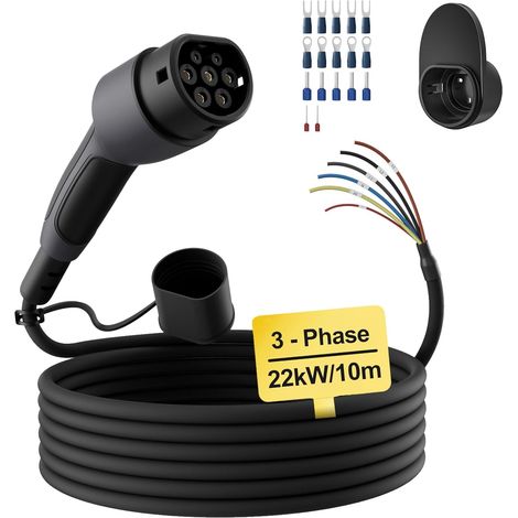 Type 2 Open End Charging Cable 22kW [3-Phase 10m 32A] for Wallbox/Replacement Cable for Charging Station (1/5)