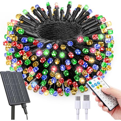 Guirlande Lumineuse Exterieure Solaire,42M 400 LED Guirlande Solaire Exterieur, Étanche 19 Modes Guirlande Exterieur Solar Décoration pour Jardin Terrasse Fête Noël Mariage - Colorée (1/5)
