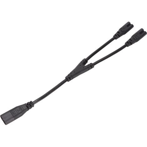 Câble d'alimentation secteur IEC320 C8 vers double IEC320 C7, en Y, mâle vers femelle double, 1 entrée, 2 sorties, 0,3 m / 0,98 pi (1/5)