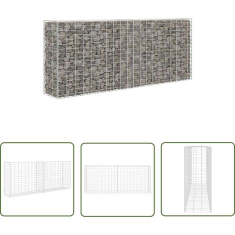 The Living Store Panier de gabion Acier inoxydable 85x30x200 cm - Gabion - Clôture - Muret - Décoration Extérieure - Aménagement Paysager (1/5)