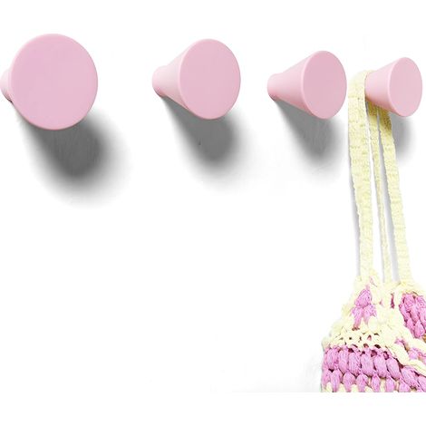 4 Pateres Roses Porte Manteau Design Moderne Entree Enfants (1/3)