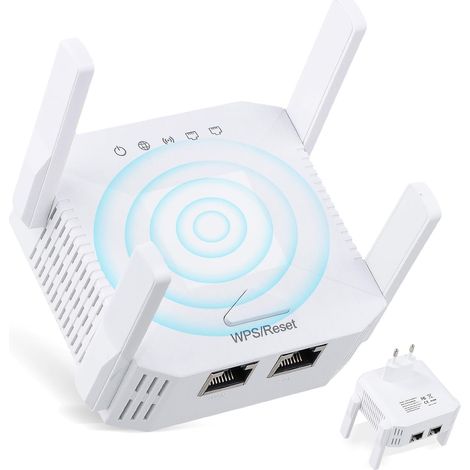 JSSEVN Leistungsstarker 1200-Mbit/s-WLAN-Repeater, Dualband-WLAN-Verstärker (2,4 GHz und 5 GHz), Repeater-/AP-/Router-Modi, 4 Antennen, WLAN-Reichweitenverlängerer (1/5)