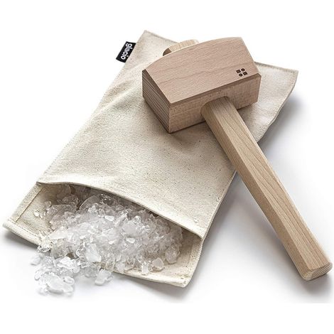 Sacchetto e martello per tritare il ghiaccio manuale riutilizzabili in cotone tritato con accessori in legno - Kit di accessori da bar per tritare il ghiaccio, ghiaccio secco (2 pezzi)
