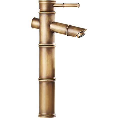 Robinet de salle de bain, mitigeur de lavabo cascade, robinet de lavabo monotrou avec flexible d'arrivée de 60 cm, bronze, robinet haut (1/5)