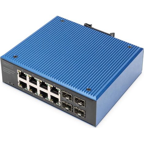 DIGITUS Industrial 8+4-Port Gigabit Ethernet PoE Switch 8 x GE RJ45 + 4 SFP Port, PoE (1/4)