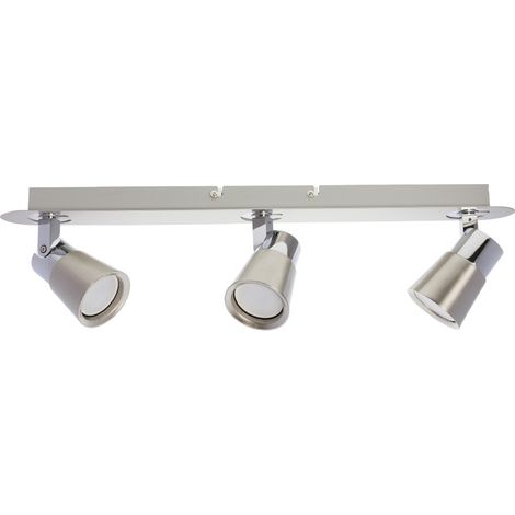 Aplique de techo o pared "Iris" de tres focos (3xGU10) (35W máximo 220/240V) IP20 fabricado en hierro color níquel y cromo (1/3)