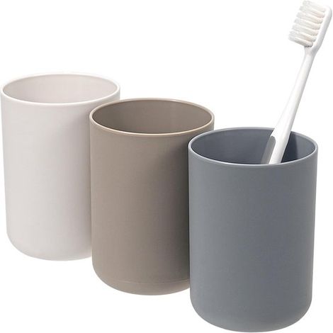 Juego de 3 vasos para cepillos de dientes sostenibles para adultos y niños (300 ml) (1/5)