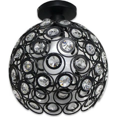 TRADE SHOP - Lampadario Da Soffitto A Sospensione Plafoniera Sfere Cristallo Lampada E27 C23 - Nero (1/2)