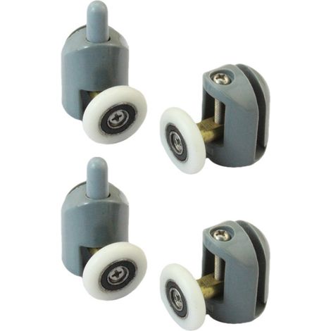 Lot de 4 roulettes de porte de douche doubles 25 mm roulettes de porte de douche longue durée de vie porte en verre environ 5 mm d'épaisseur (1/3)